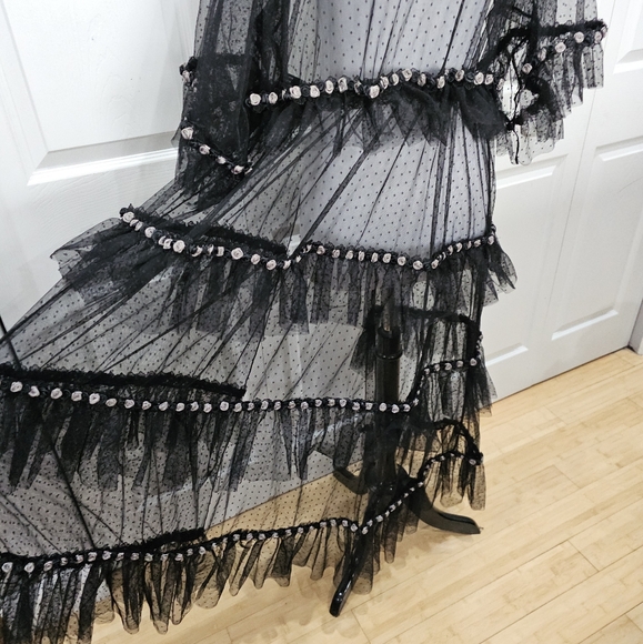 Dolls Kill Goth Unholy Midnight Honeymoon Sheer Lace Tulle Rose Robe Lingerie OS - Picture 6 of 7
